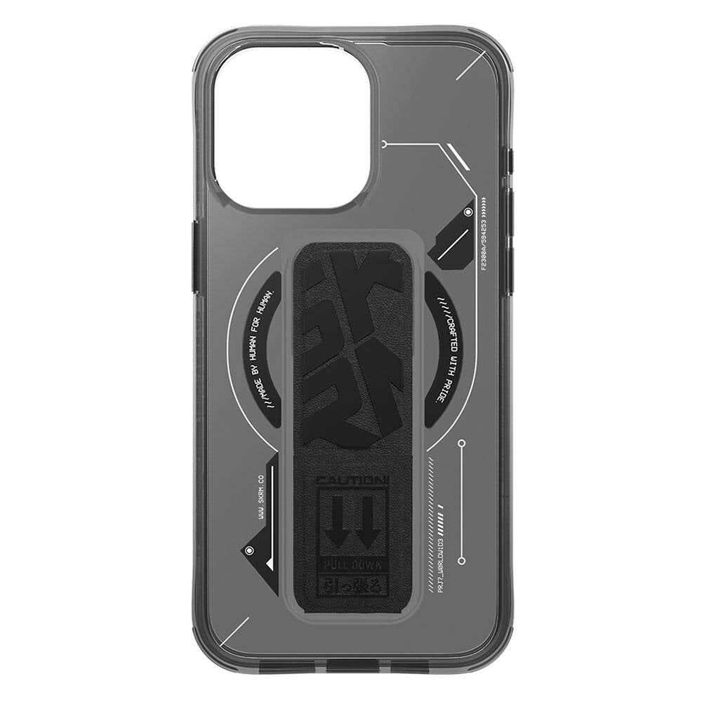 Skinarma Helio iPhone 15 Pro Max M-safe Şarj Özellikli Teknoloji Desenli Standlı Kılıf