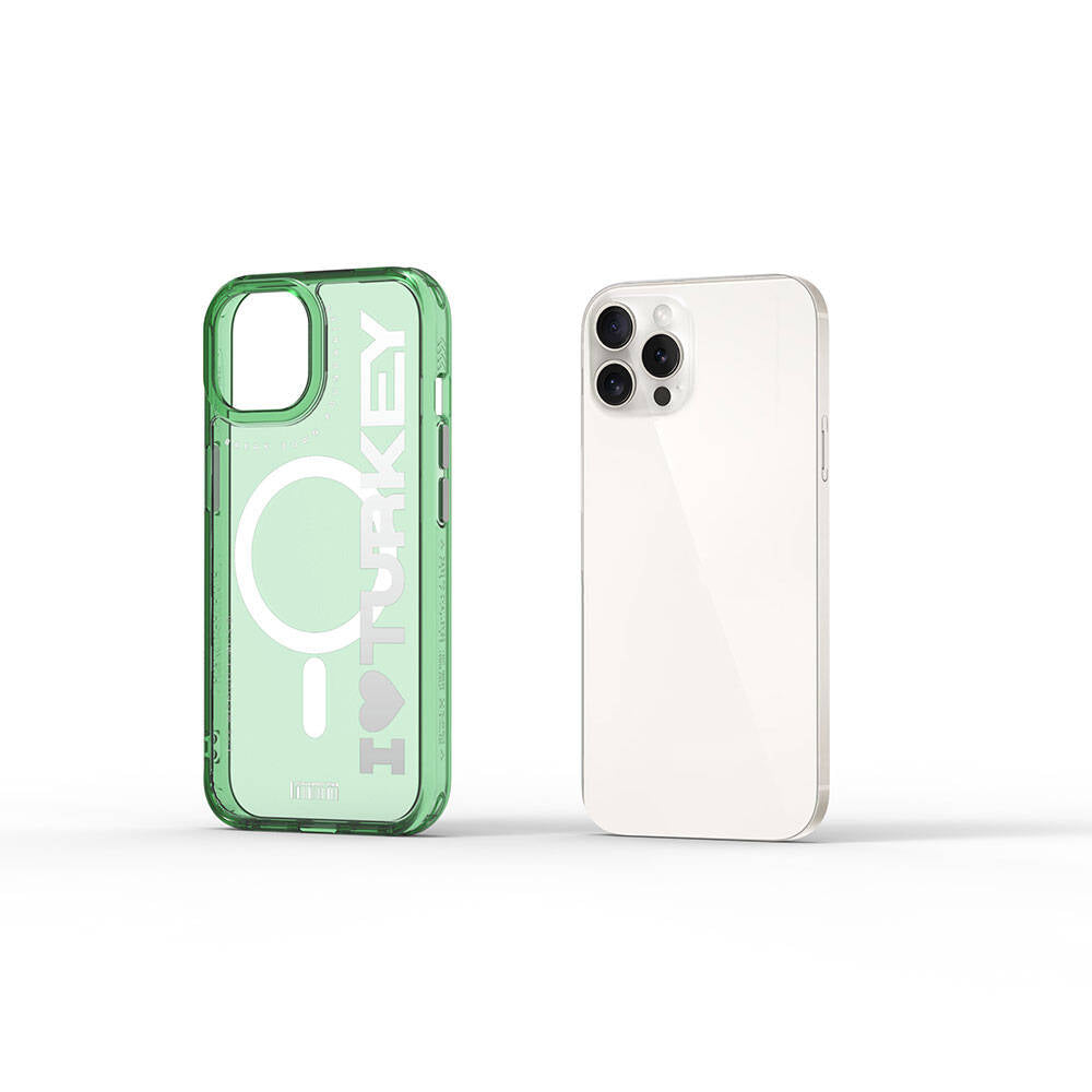 Wiwu Turkey C Serisi iPhone 15 Pro Max M-safe Şarj Özellikli Transparan Renk Geçişli Telefon Kılıfı