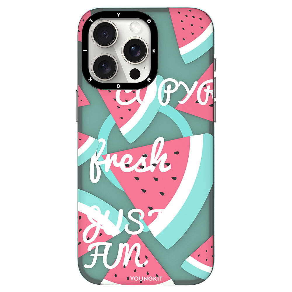 Youngkit Fruity Flavour Serisi iPhone 15 Pro Max Magsafe Şarj Özellikli Yaz Meyvesi Desenli Telefon Kılıfı - 10