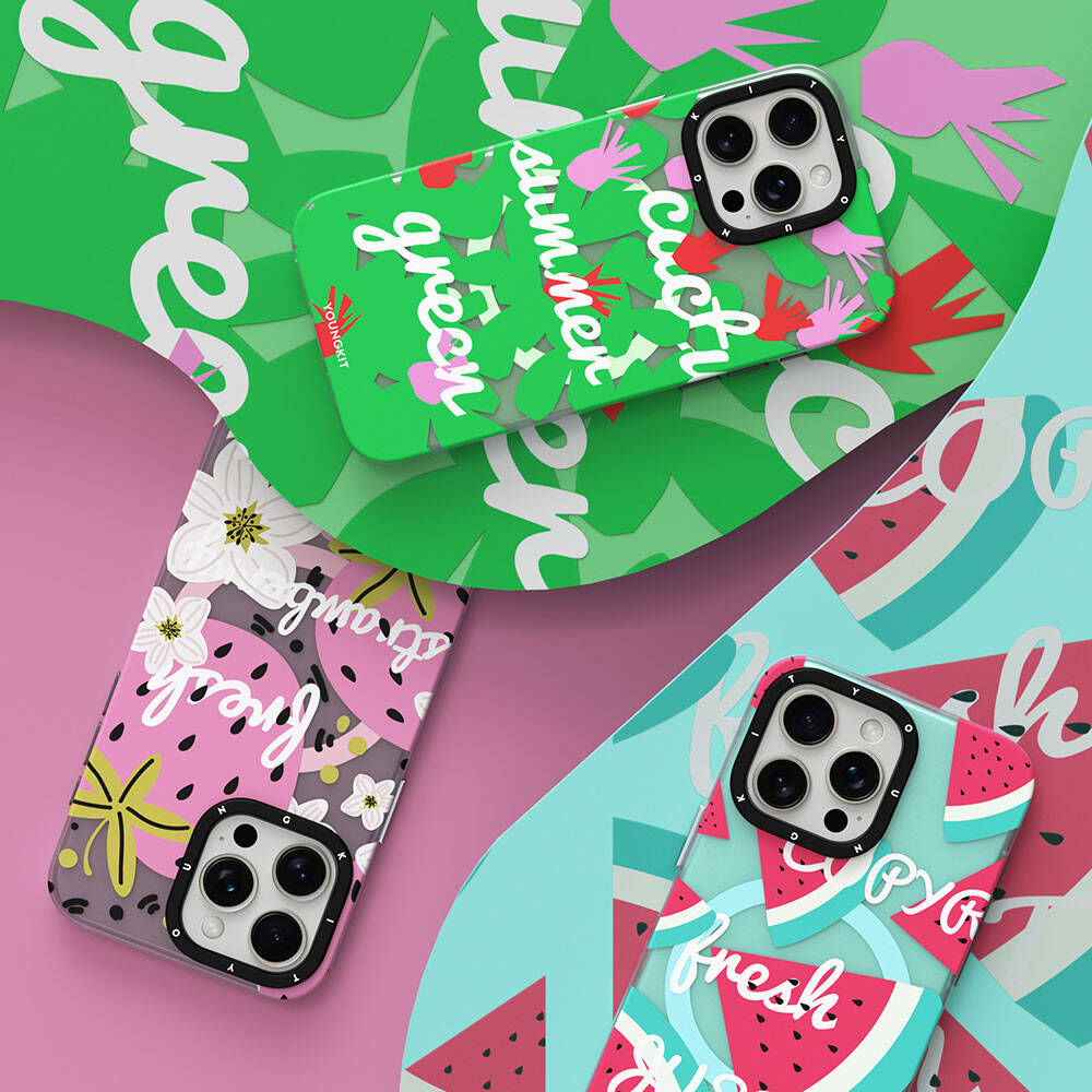 Youngkit Fruity Flavour Serisi iPhone 15 Pro Max Magsafe Şarj Özellikli Yaz Meyvesi Desenli Telefon Kılıfı - 14