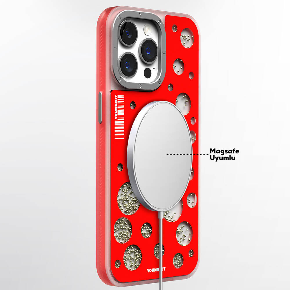 Youngkit Quicksand Beads Serisi iPhone 15 Pro Max Magsafe Şarj Özellikli Telefon Kılıfı - 10