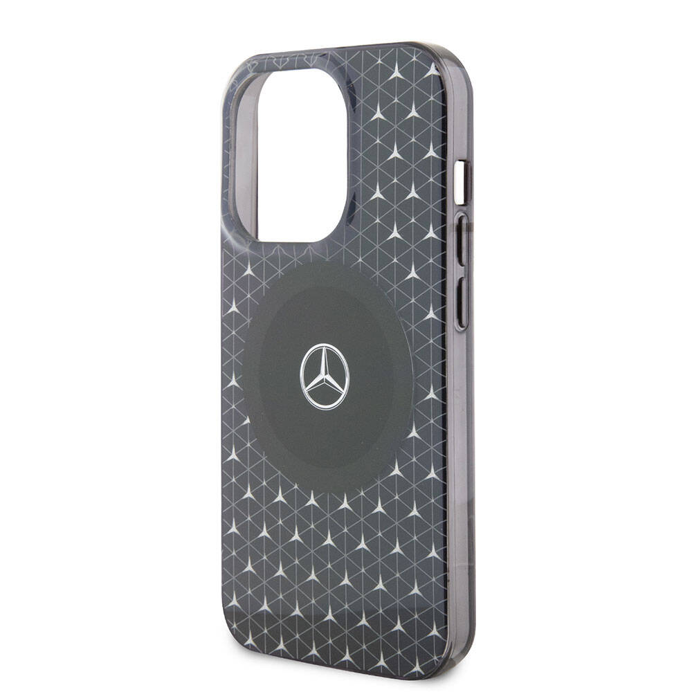 Mercedes Benz iPhone 15 Pro Max Orjinal Lisanslı M-safe Şarj Özellikli Çift Katmanlı Mini Yıldız Desenli Kılıf