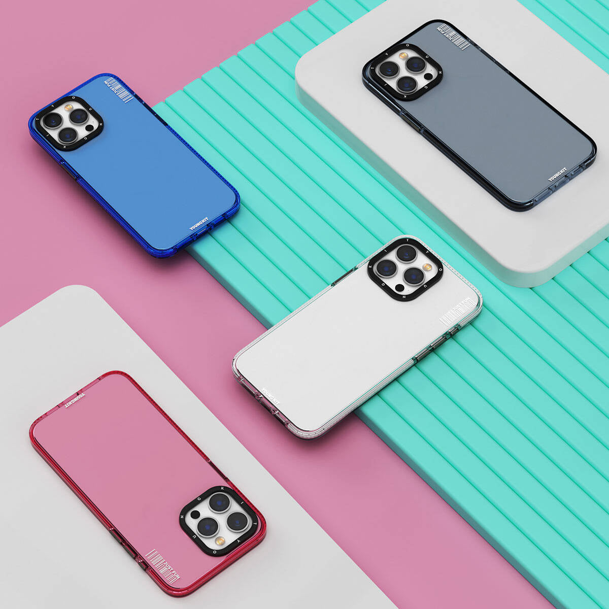 YoungKit Crystal Color Serisi iPhone 15 Pro Max Pürüzsüz Düz Arka Yüzey Telefon Kılıfı - 8