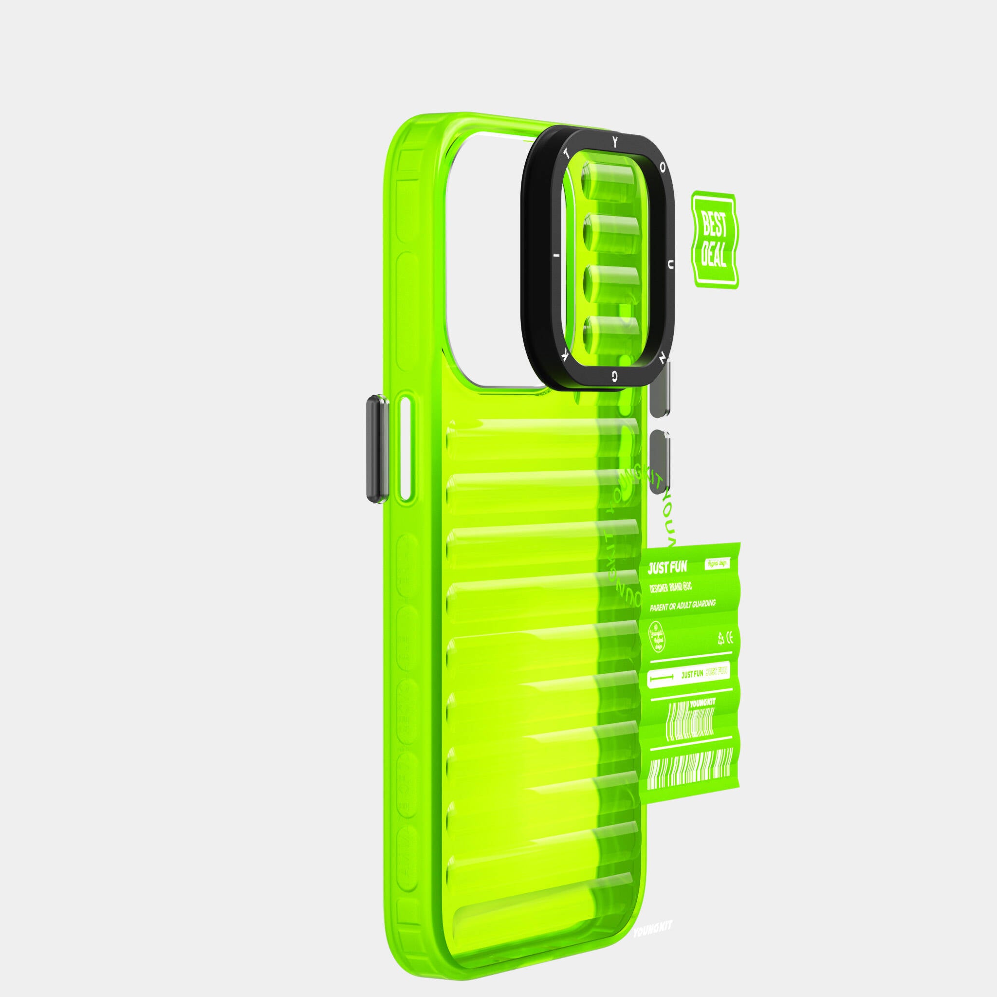 YoungKit Fluorite Serisi iPhone 15 Pro Max Şeffaf Renkli Tasarım Telefon Kılıfı - 12