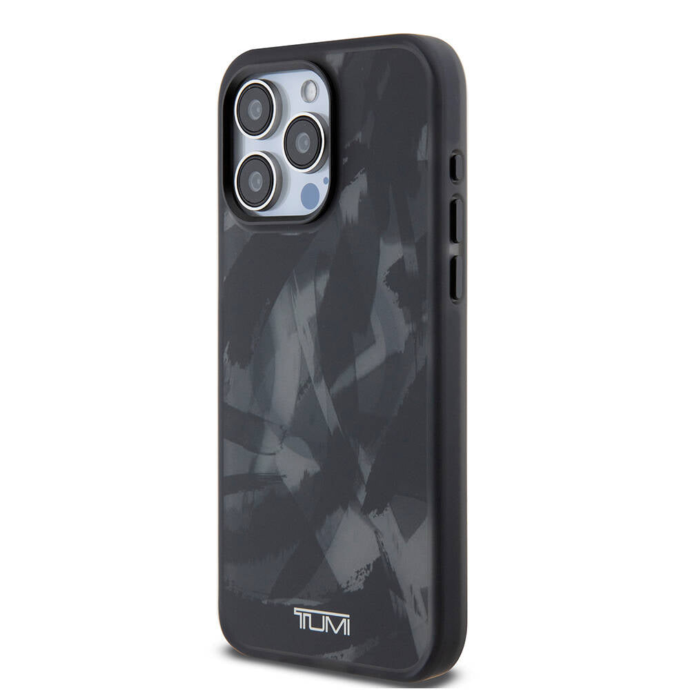 TUMI iPhone 15 Pro Max Orjinal Lisanslı Buzlanmış Saydam Fırça Kamuflajı Desenli Magsafe Kılıf