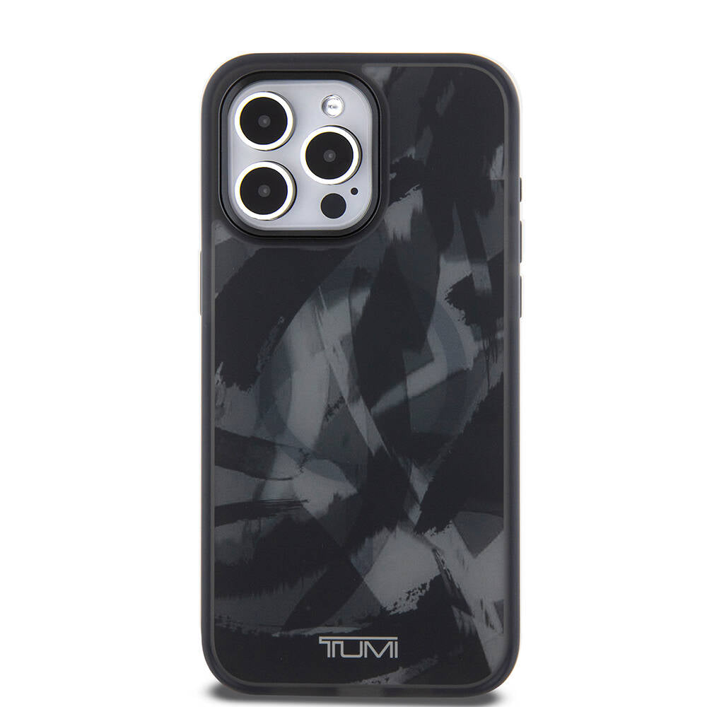 TUMI iPhone 15 Pro Max Orjinal Lisanslı Buzlanmış Saydam Fırça Kamuflajı Desenli Magsafe Kılıf