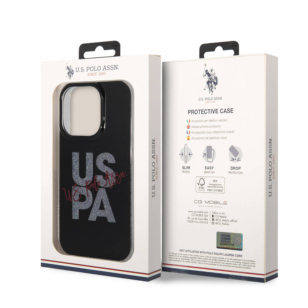 U.S. Polo Assn. iPhone 15 Pro Max Orjinal Lisanslı Simli Parlak Alfabe Tasarım Telefon Kılıfı - 16