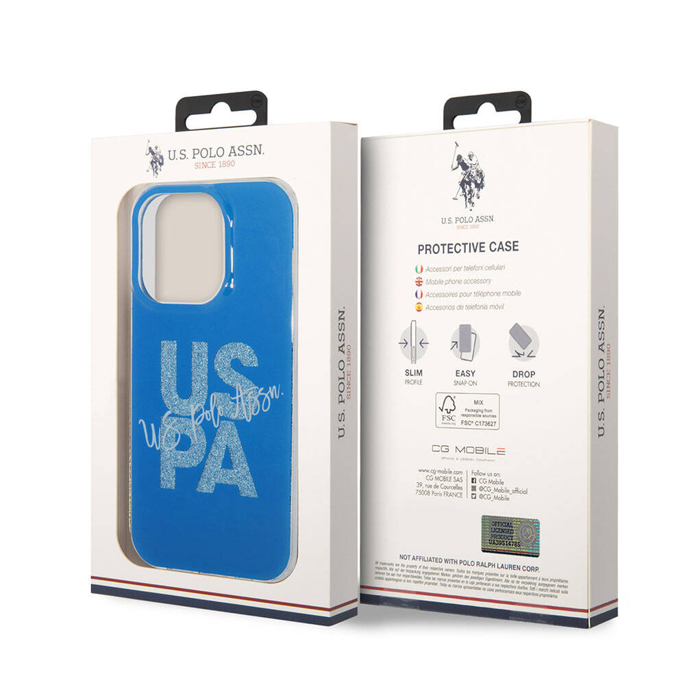 U.S. Polo Assn. iPhone 15 Pro Max Orjinal Lisanslı Simli Parlak Alfabe Tasarım Telefon Kılıfı - 23