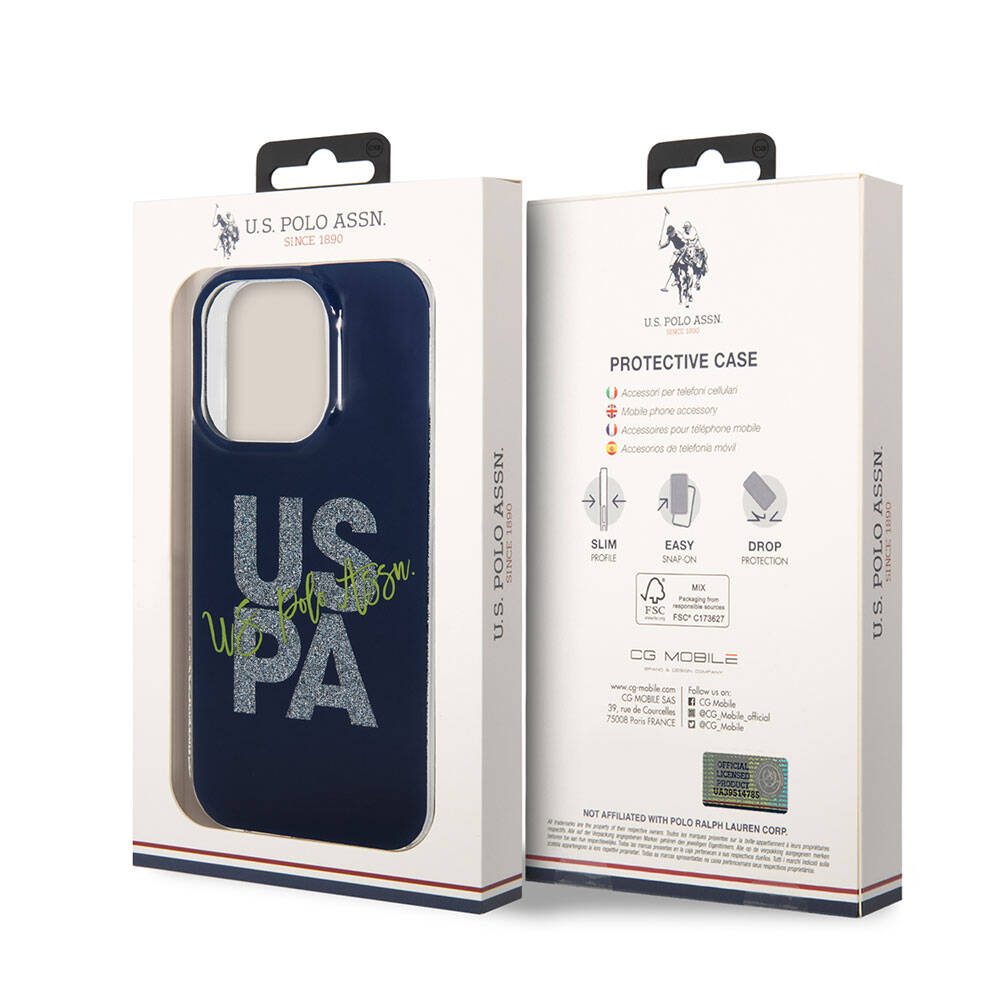U.S. Polo Assn. iPhone 15 Pro Max Orjinal Lisanslı Simli Parlak Alfabe Tasarım Telefon Kılıfı - 8