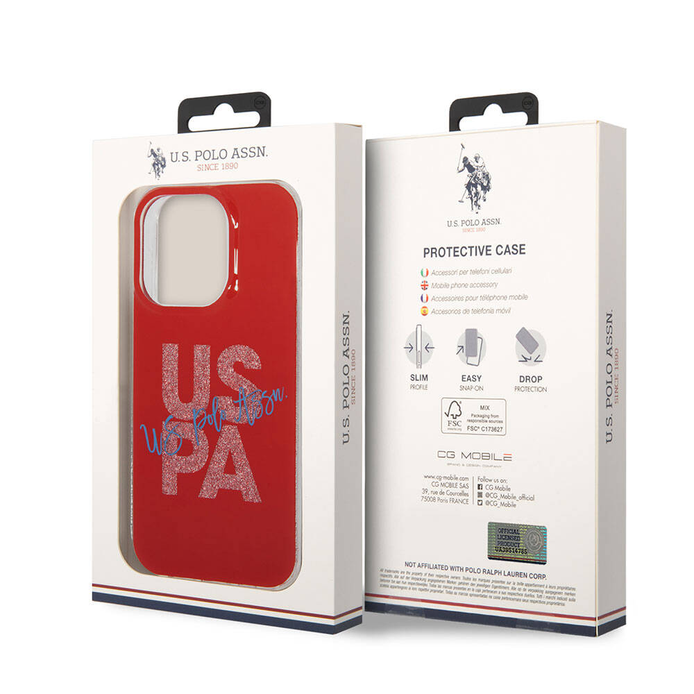 U.S. Polo Assn. iPhone 15 Pro Max Orjinal Lisanslı Simli Parlak Alfabe Tasarım Telefon Kılıfı - 30
