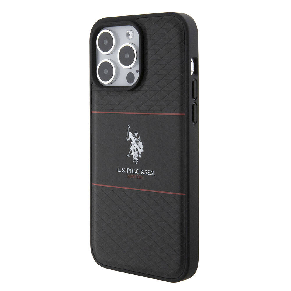 U.S. Polo Assn. iPhone 15 Pro Max Orjinal Lisanslı Deri Şeritli Logo Dizayn Telefon Kılıfı - 2