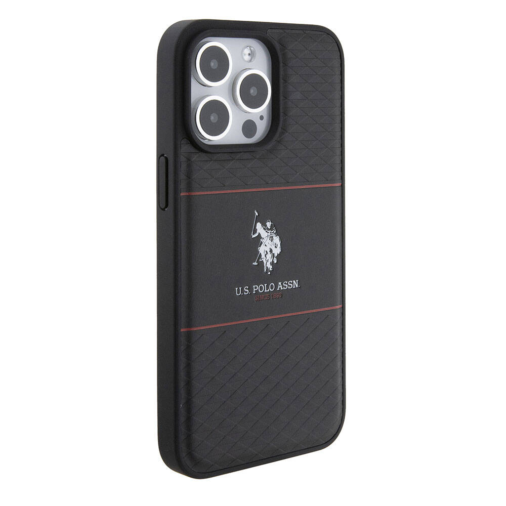 U.S. Polo Assn. iPhone 15 Pro Max Orjinal Lisanslı Deri Şeritli Logo Dizayn Telefon Kılıfı - 4