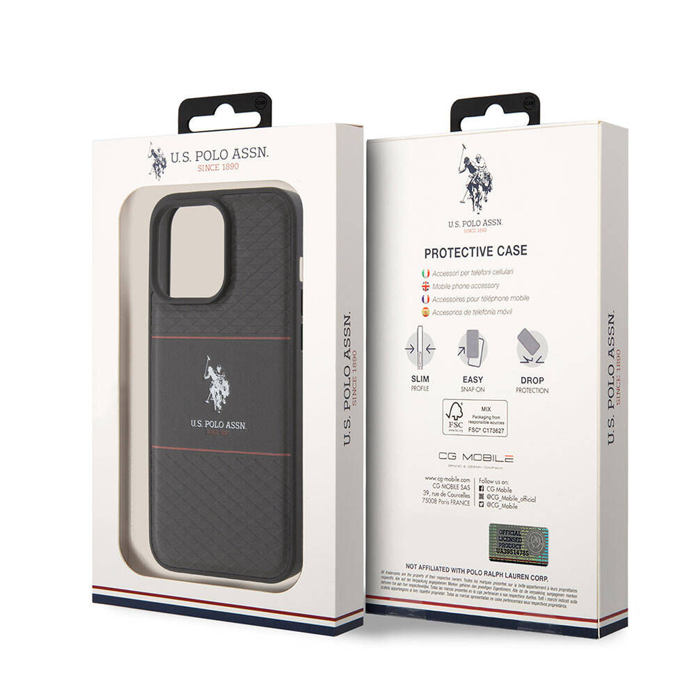 U.S. Polo Assn. iPhone 15 Pro Max Orjinal Lisanslı Deri Şeritli Logo Dizayn Telefon Kılıfı - 8