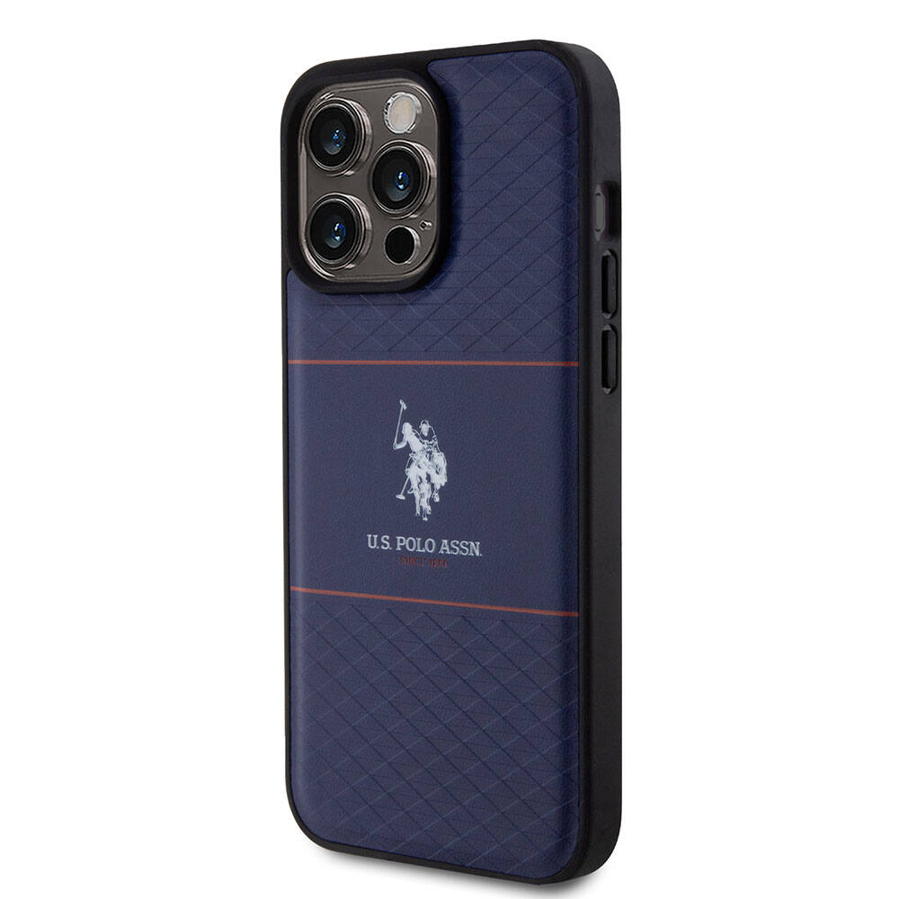 U.S. Polo Assn. iPhone 15 Pro Max Orjinal Lisanslı Deri Şeritli Logo Dizayn Telefon Kılıfı - 9