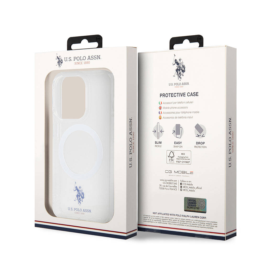 U.S. Polo Assn. iPhone 15 Pro Max Orjinal Lisanslı Magsafe Şarj Özellikli Transparan Tasarım Telefon Kılıfı - 29