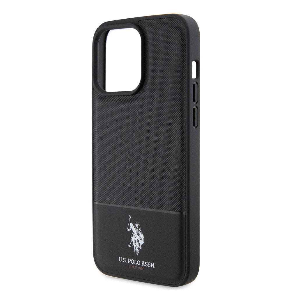 U.S. Polo Assn. iPhone 15 Pro Max Orjinal Lisanslı Suni Deri Arka Yüzey Baskı Logolu Örgü Desenli Telefon Kılıfı - 13
