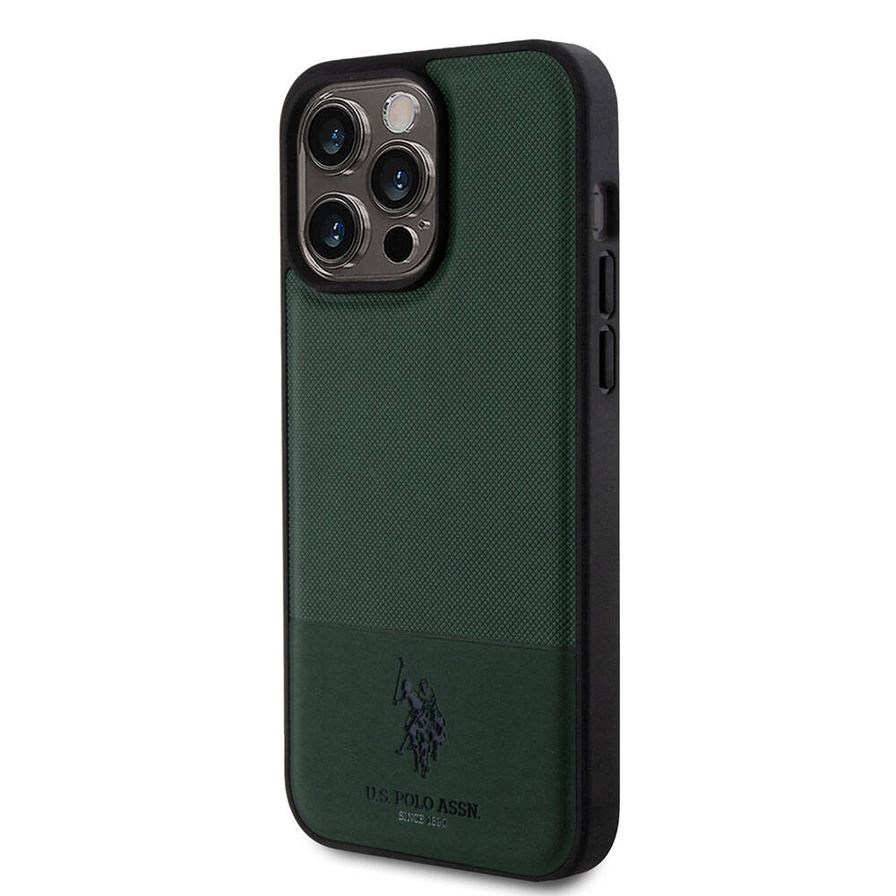 U.S. Polo Assn. iPhone 15 Pro Max Orjinal Lisanslı Suni Deri Arka Yüzey Baskı Logolu Örgü Desenli Telefon Kılıfı - 16