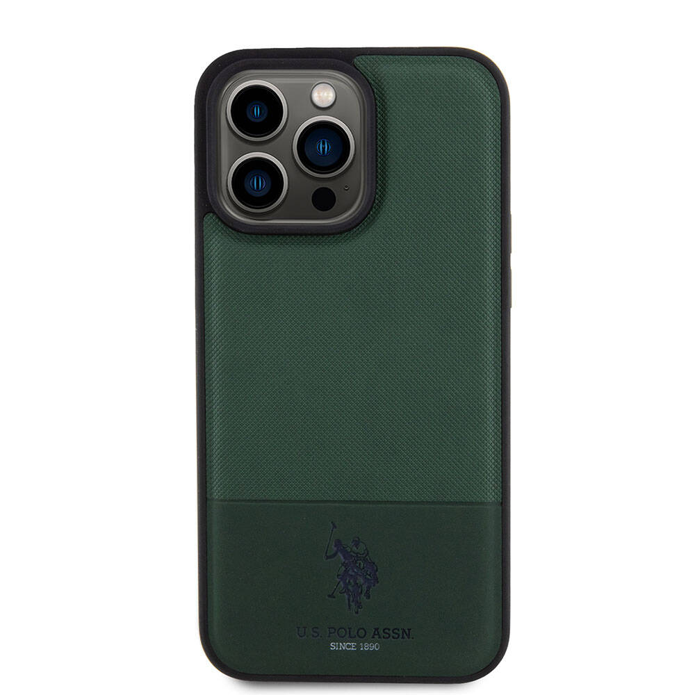 U.S. Polo Assn. iPhone 15 Pro Max Orjinal Lisanslı Suni Deri Arka Yüzey Baskı Logolu Örgü Desenli Telefon Kılıfı - 17