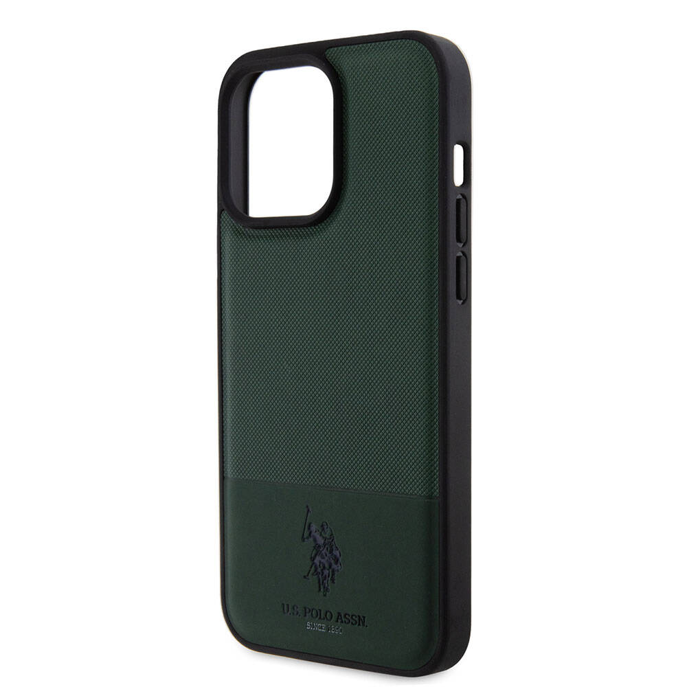 U.S. Polo Assn. iPhone 15 Pro Max Orjinal Lisanslı Suni Deri Arka Yüzey Baskı Logolu Örgü Desenli Telefon Kılıfı - 20