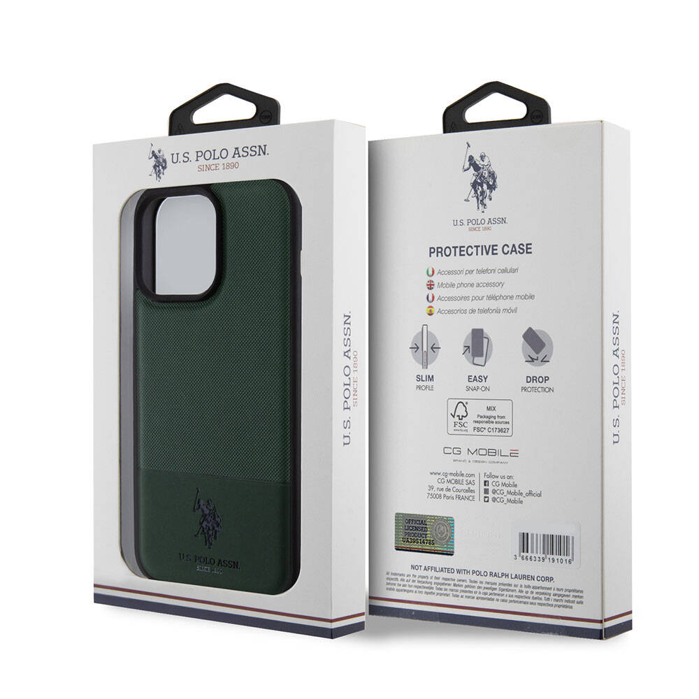 U.S. Polo Assn. iPhone 15 Pro Max Orjinal Lisanslı Suni Deri Arka Yüzey Baskı Logolu Örgü Desenli Telefon Kılıfı - 22