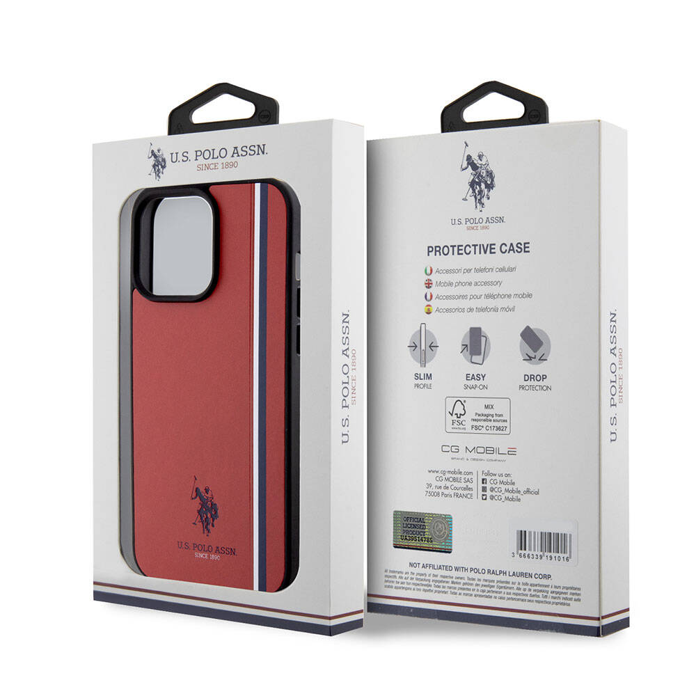 U.S. Polo Assn. iPhone 15 Pro Max Orjinal Lisanslı Üç Renk Şerit Tasarımlı Baskı Logolu Telefon Kılıfı - 16