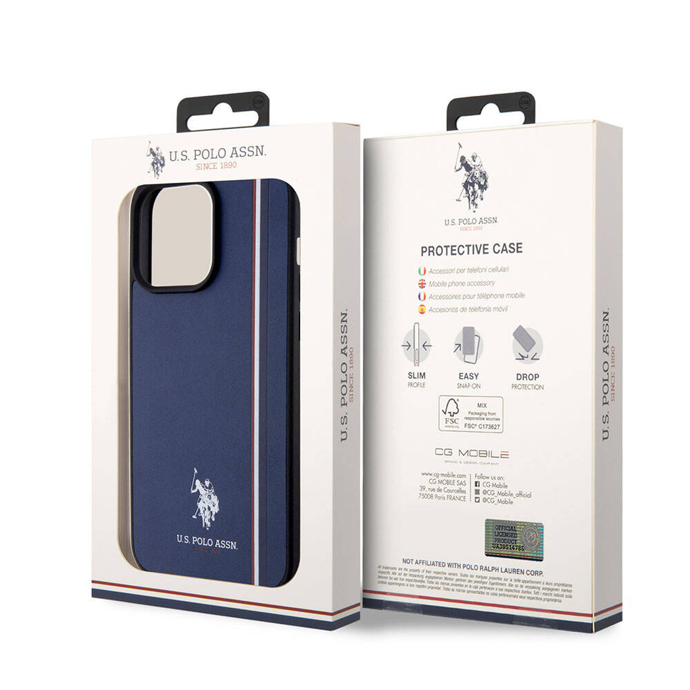 U.S. Polo Assn. iPhone 15 Pro Max Orjinal Lisanslı Üç Renk Şerit Tasarımlı Baskı Logolu Telefon Kılıfı - 8