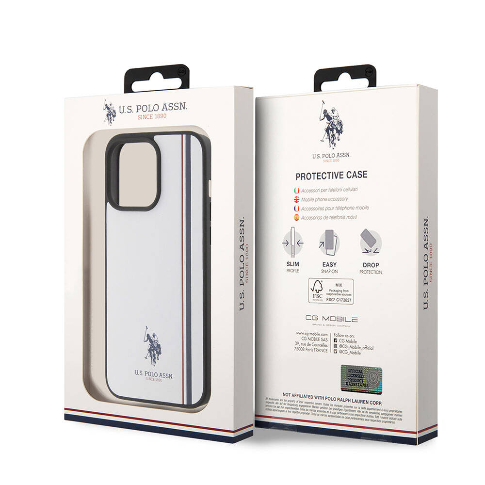 U.S. Polo Assn. iPhone 15 Pro Max Orjinal Lisanslı Üç Renk Şerit Tasarımlı Baskı Logolu Telefon Kılıfı - 30