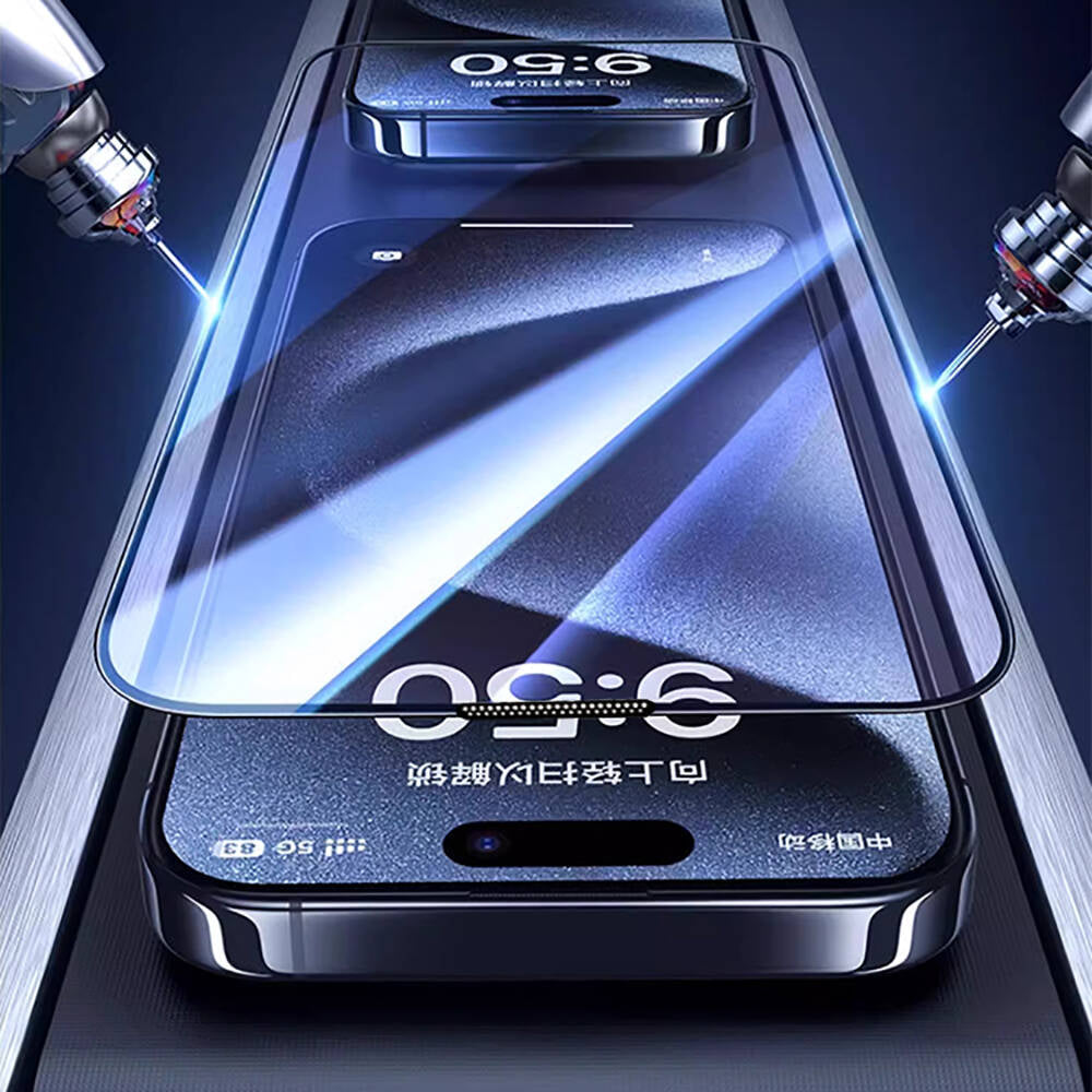 Wiwu GT-009 iPhone 15 Pro Max Polimer Oleofobik Kaplama Şeffaf Pürüzsüz Temperli Cam Ekran Koruyucu