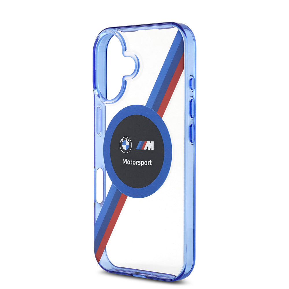 BMW iPhone 16 Kılıf Orjinal Lisanslı Magsafe Şarj Özellikli M Logolu Üç Renk Çizgili Motorsport Circle Telefon Kılıfı-6