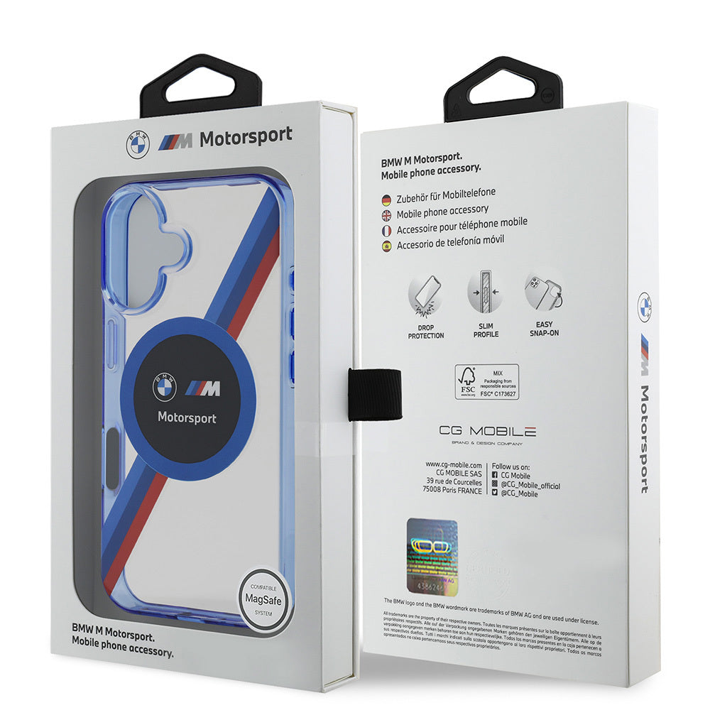 BMW iPhone 16 Kılıf Orjinal Lisanslı Magsafe Şarj Özellikli M Logolu Üç Renk Çizgili Motorsport Circle Telefon Kılıfı-8