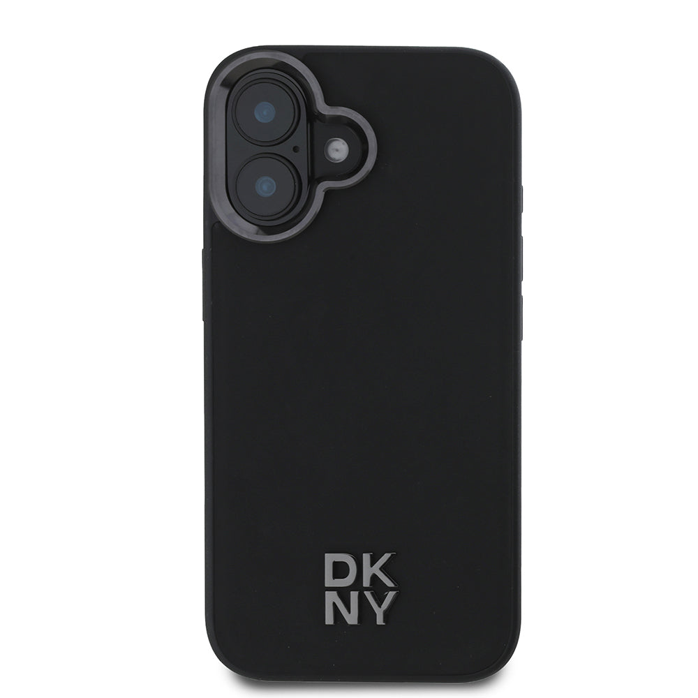 DKNY iPhone 16 Orjinal Lisanslı M-safe Şarj Özellikli Metal Logolu PU Deri Plain Kılıf