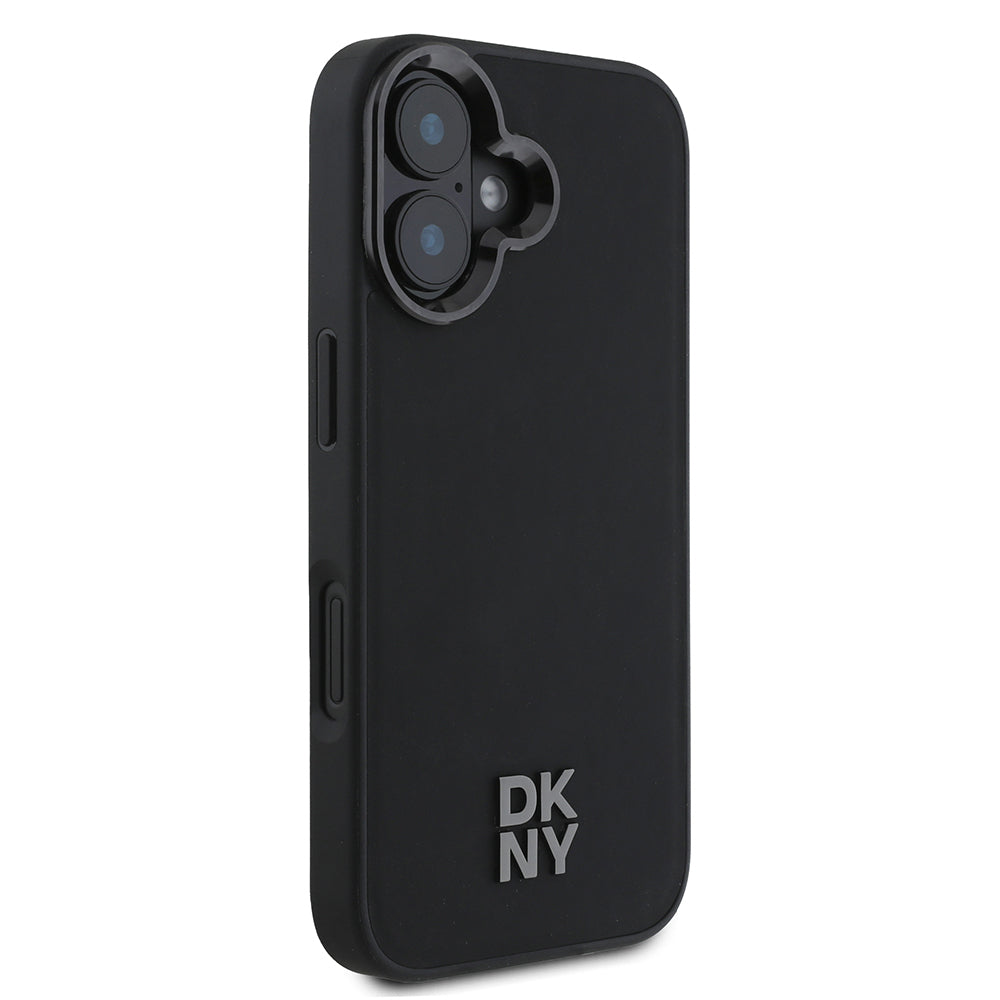 DKNY iPhone 16 Orjinal Lisanslı M-safe Şarj Özellikli Metal Logolu PU Deri Plain Kılıf