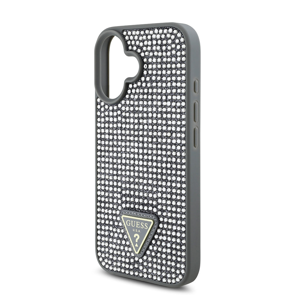 Guess iPhone 16 Orjinal Lisanslı Taşlı Arka Yüzey Üçgen Logolu Telefon Kılıfı-6