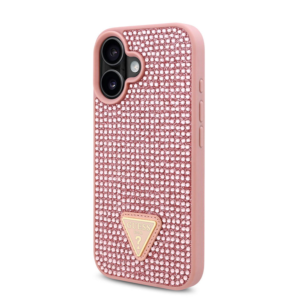 Guess iPhone 16 Orjinal Lisanslı Taşlı Arka Yüzey Üçgen Logolu Telefon Kılıfı-10