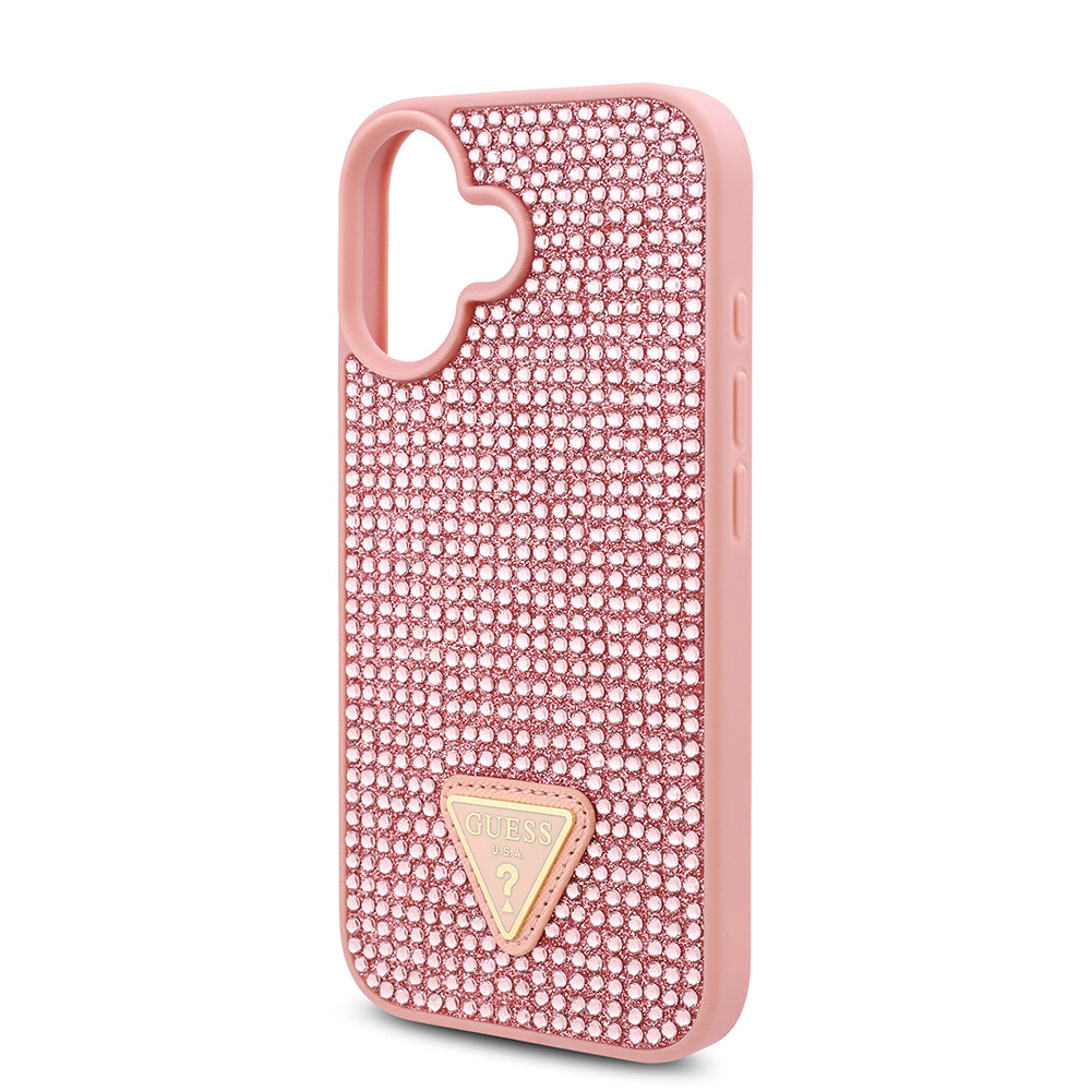 Guess iPhone 16 Orjinal Lisanslı Taşlı Arka Yüzey Üçgen Logolu Telefon Kılıfı-14