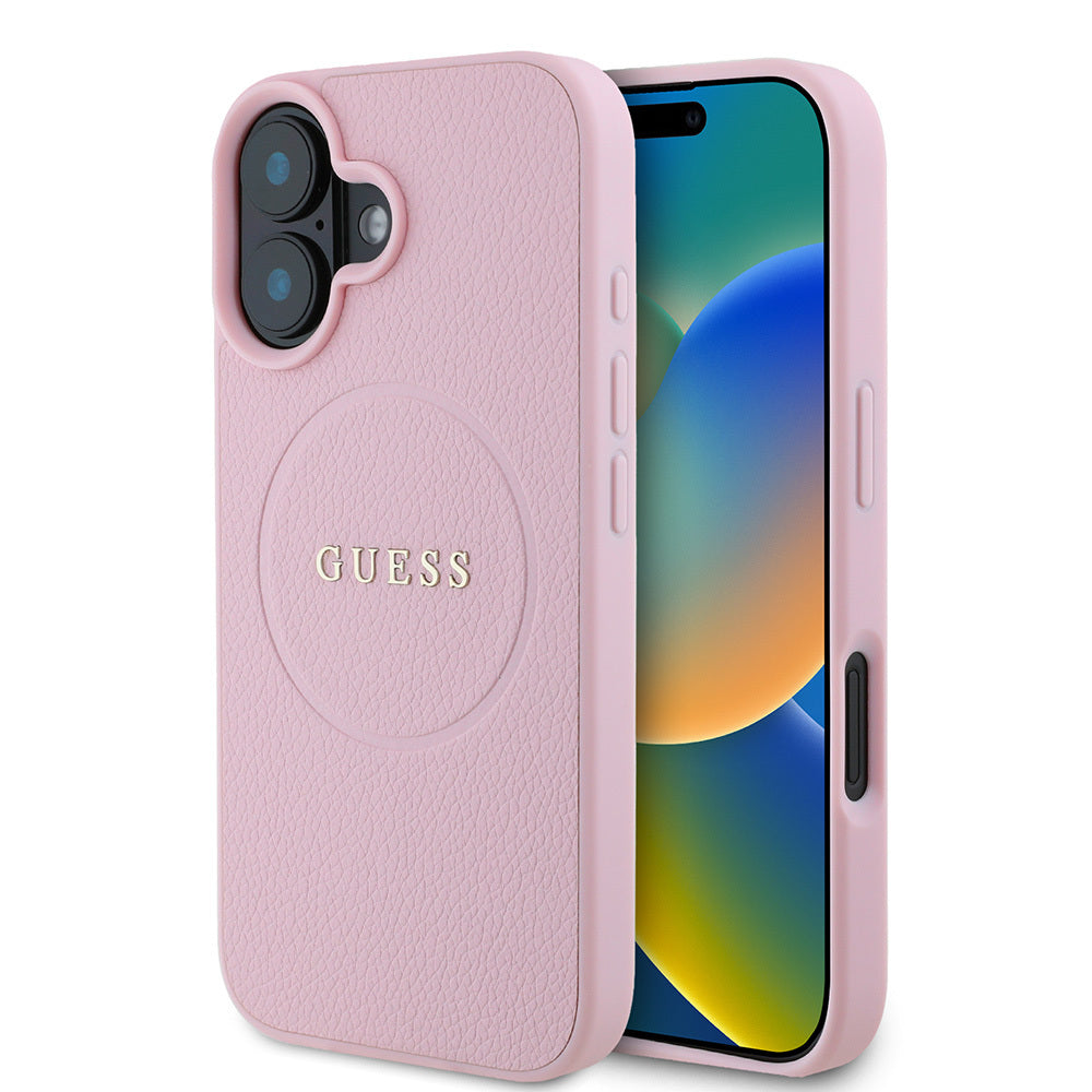 Guess iPhone 16 Orjinal Lisanslı Magsafe Şarj Özellikli Yazı Logolu Grained Telefon Kılıfı-9