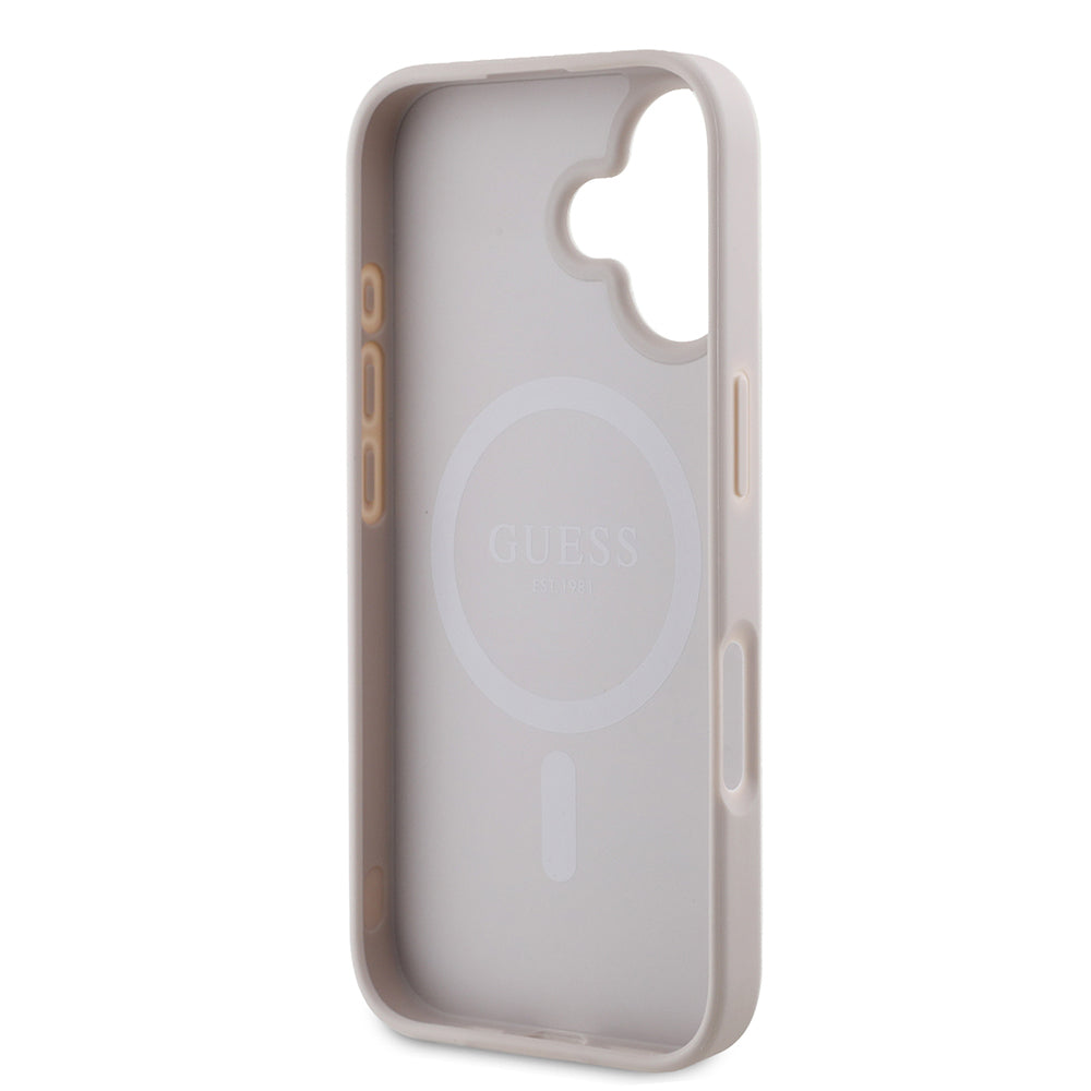 Guess iPhone 16 Orjinal Lisanslı Magsafe Şarj Özellikli PU Üçgen Logo 4G Desenli Telefon Kılıfı-14