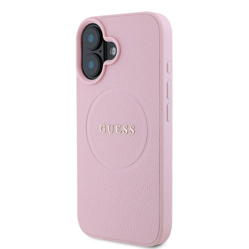 Guess iPhone 16 Orjinal Lisanslı Magsafe Şarj Özellikli Yazı Logolu Grained Telefon Kılıfı-10