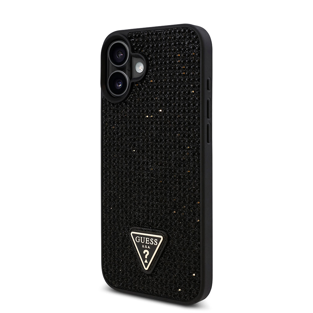 Guess iPhone 16 Orjinal Lisanslı Taşlı Arka Yüzey Üçgen Logolu Telefon Kılıfı-18