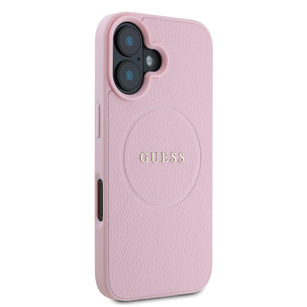 Guess iPhone 16 Orjinal Lisanslı Magsafe Şarj Özellikli Yazı Logolu Grained Telefon Kılıfı-12