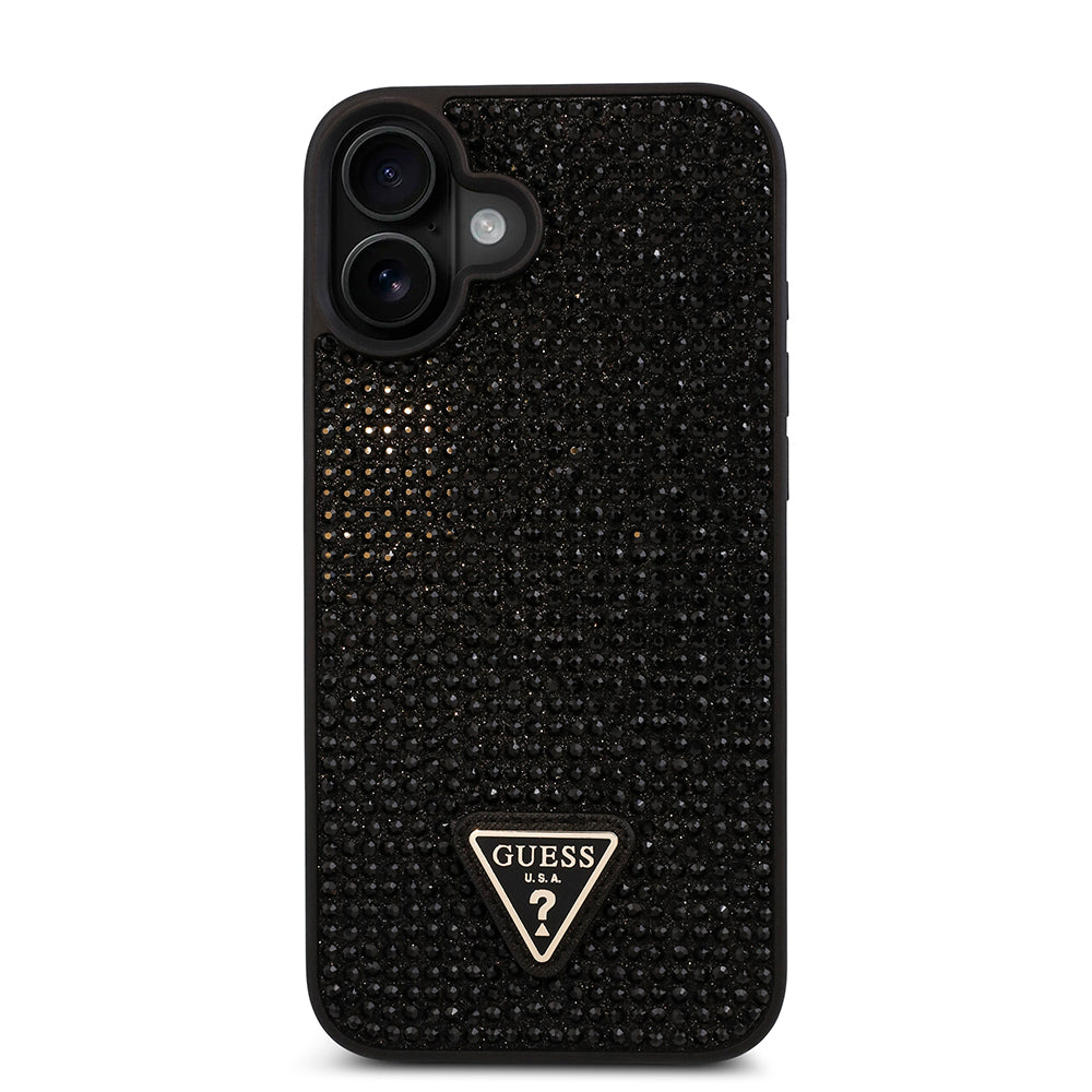 Guess iPhone 16 Orjinal Lisanslı Taşlı Arka Yüzey Üçgen Logolu Telefon Kılıfı-19
