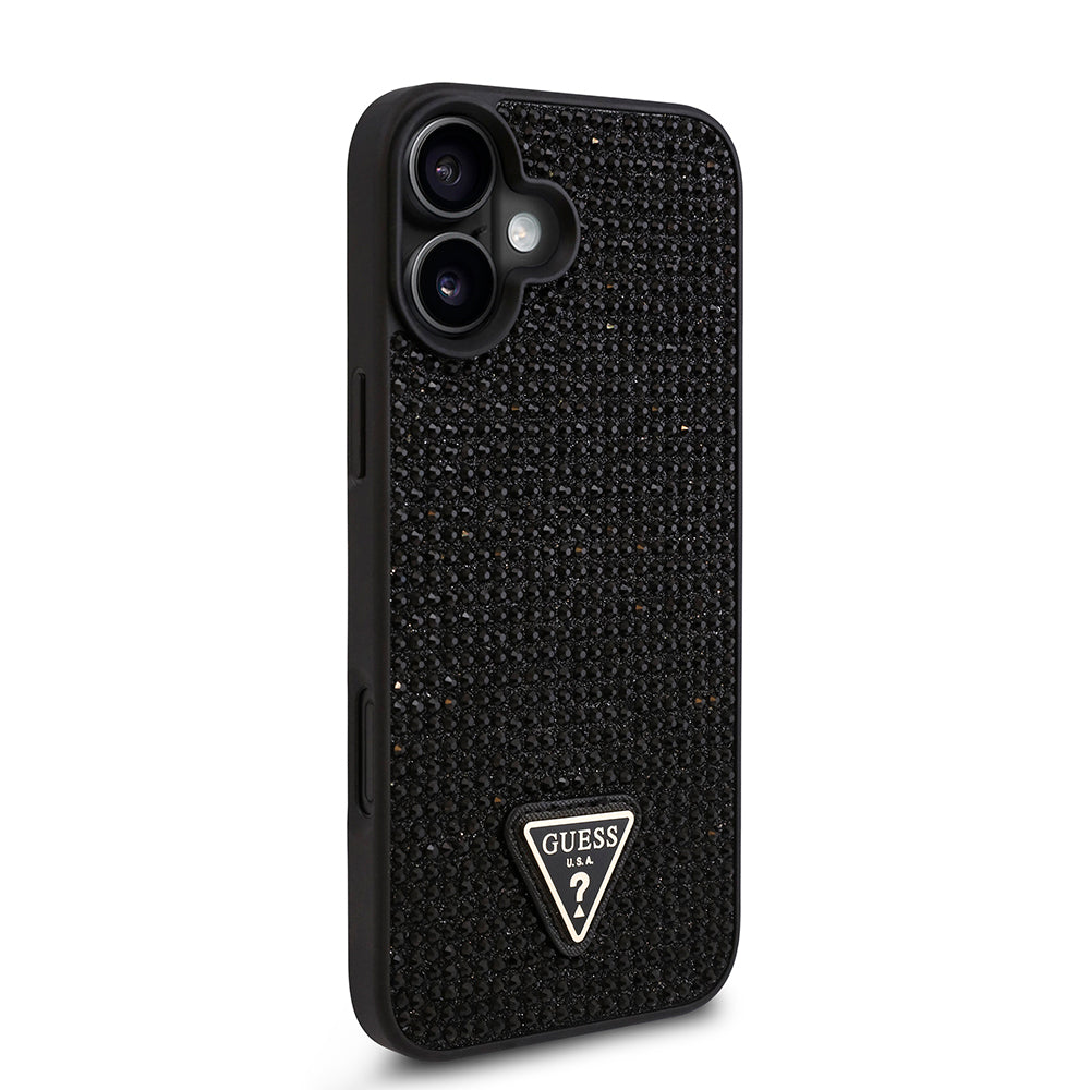 Guess iPhone 16 Orjinal Lisanslı Taşlı Arka Yüzey Üçgen Logolu Telefon Kılıfı-20