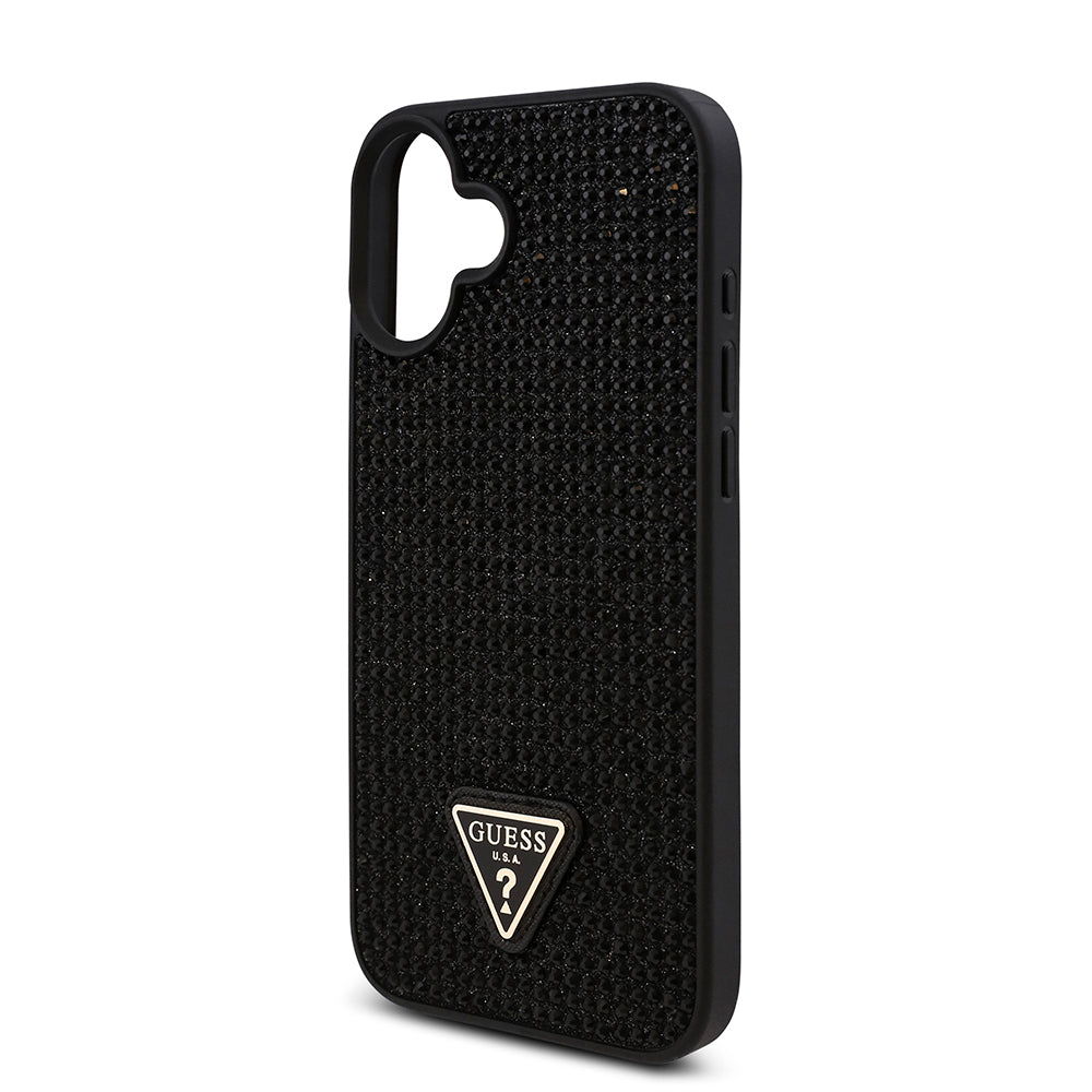 Guess iPhone 16 Orjinal Lisanslı Taşlı Arka Yüzey Üçgen Logolu Telefon Kılıfı-22