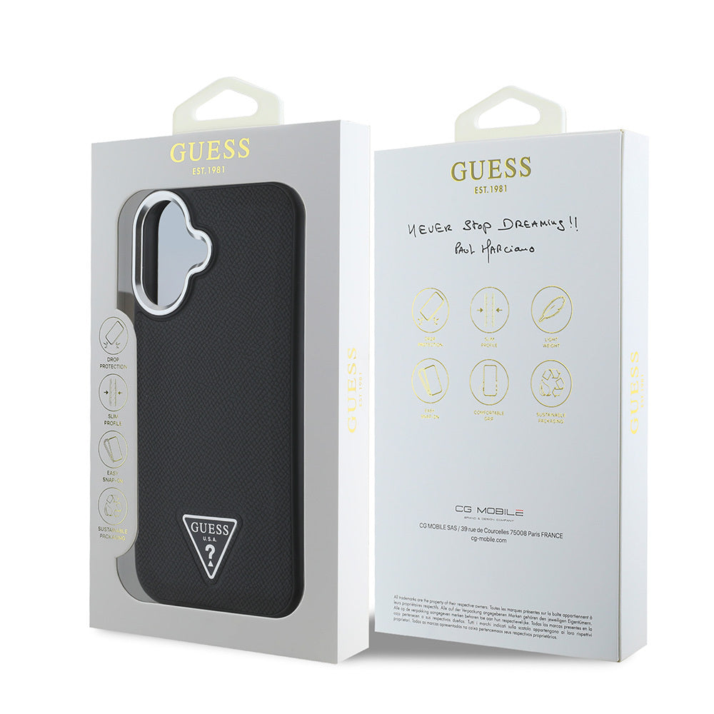 Guess iPhone 16 Orjinal Lisanslı Magsafe Şarj Özellikli Grained Triangle Telefon Kılıfı-8