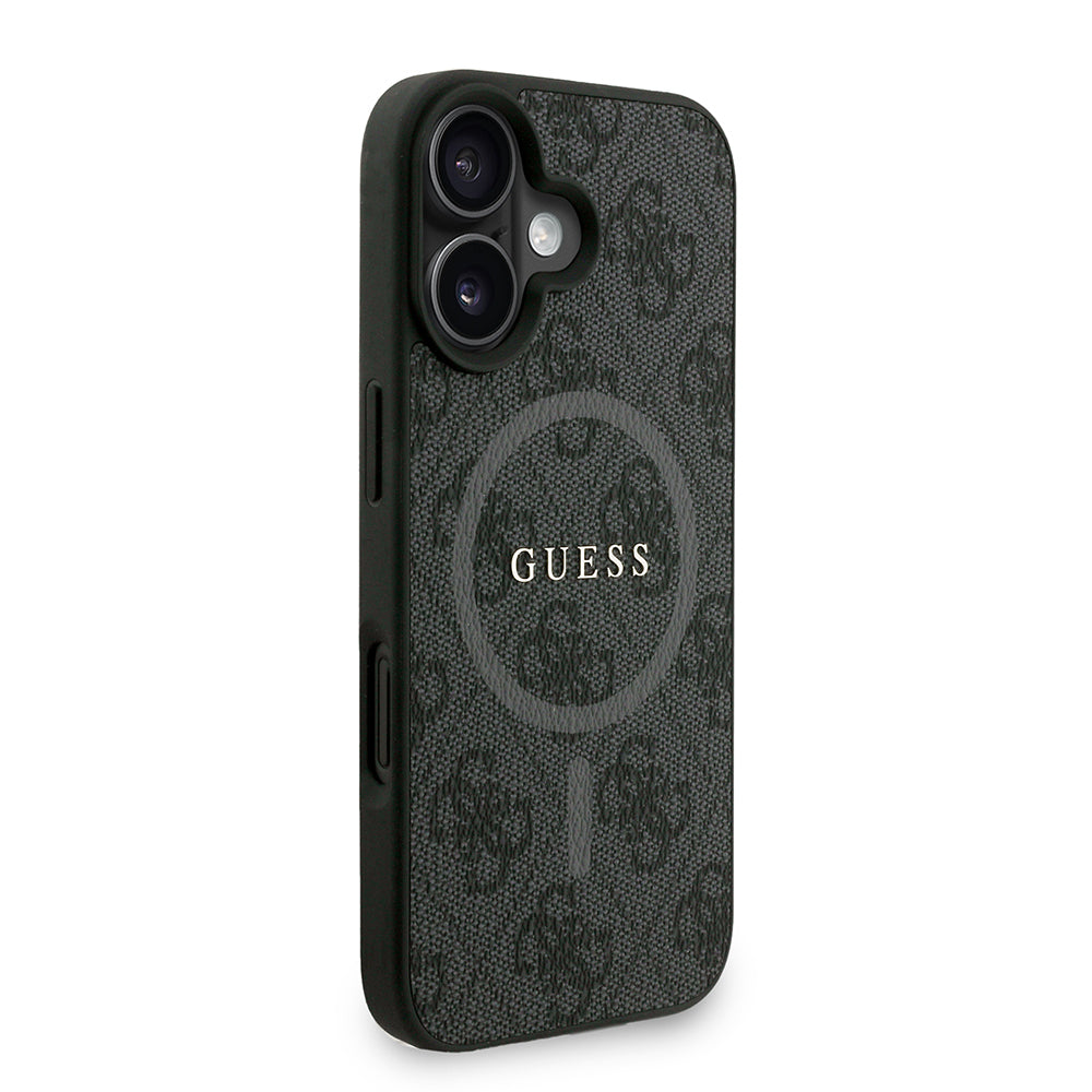 Guess iPhone 16 Orjinal Lisanslı Magsafe PU Deri Bilek Askı İpli Yazı Logolu Telefon Kılıfı