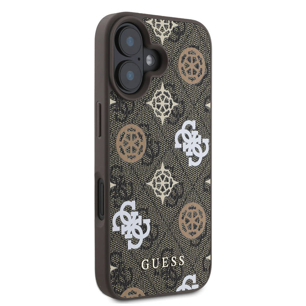 Guess iPhone 16 Orjinal Lisanslı Magsafe Şarj Özellikli 4G Desenli Yazı Logolu Peony Telefon Kılıfı - 12