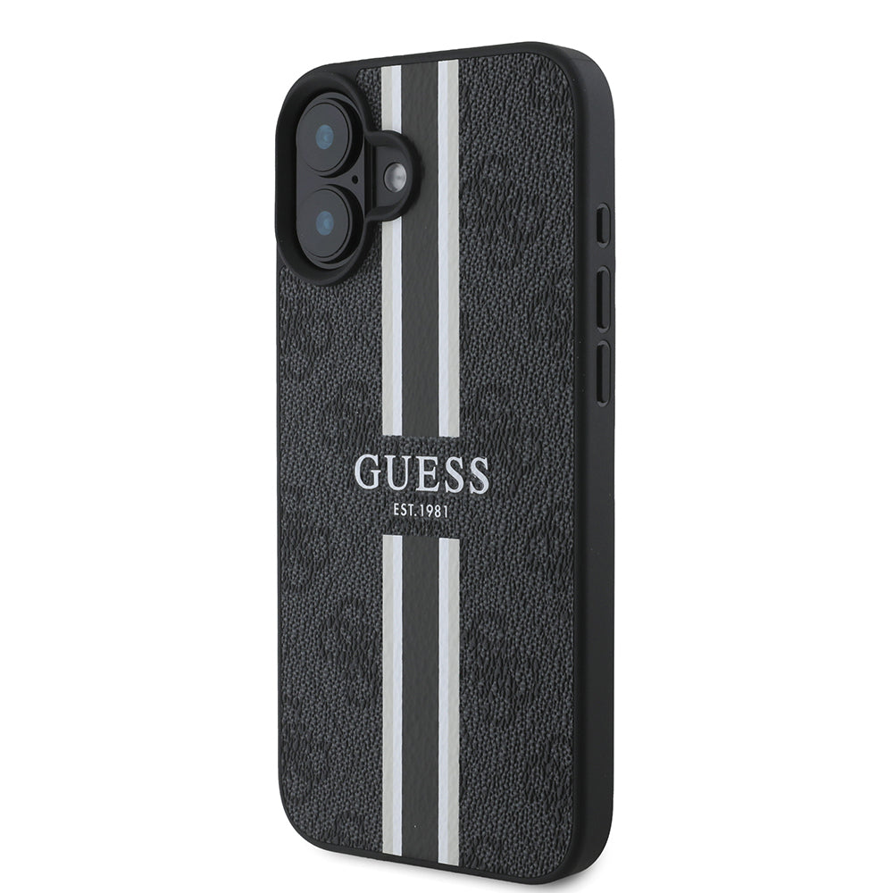Guess iPhone 16 Orjinal Lisanslı Magsafe Şarj Özellikli 4G Şerit Tasarımlı Printed Telefon Kılıfı - 16