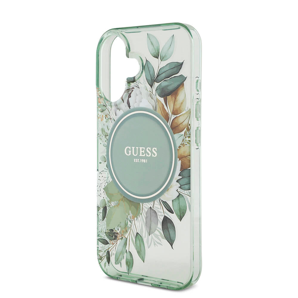Guess iPhone 16 Orjinal Lisanslı Magsafe Şarj Özellikli IML Baskılı Çiçek İnci Bileklikli Telefon Kılıfı - 6