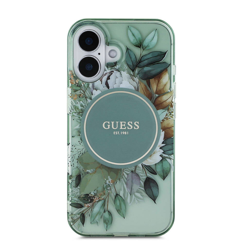 Guess iPhone 16 Orjinal Lisanslı Magsafe Şarj Özellikli IML Baskılı Çiçek İnci Bileklikli Telefon Kılıfı - 3