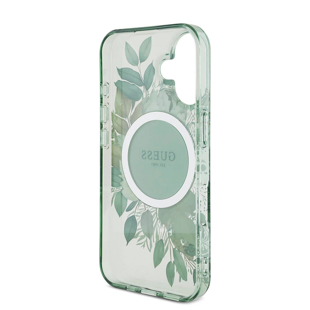 Guess iPhone 16 Orjinal Lisanslı Magsafe Şarj Özellikli IML Baskılı Çiçek İnci Bileklikli Telefon Kılıfı - 7